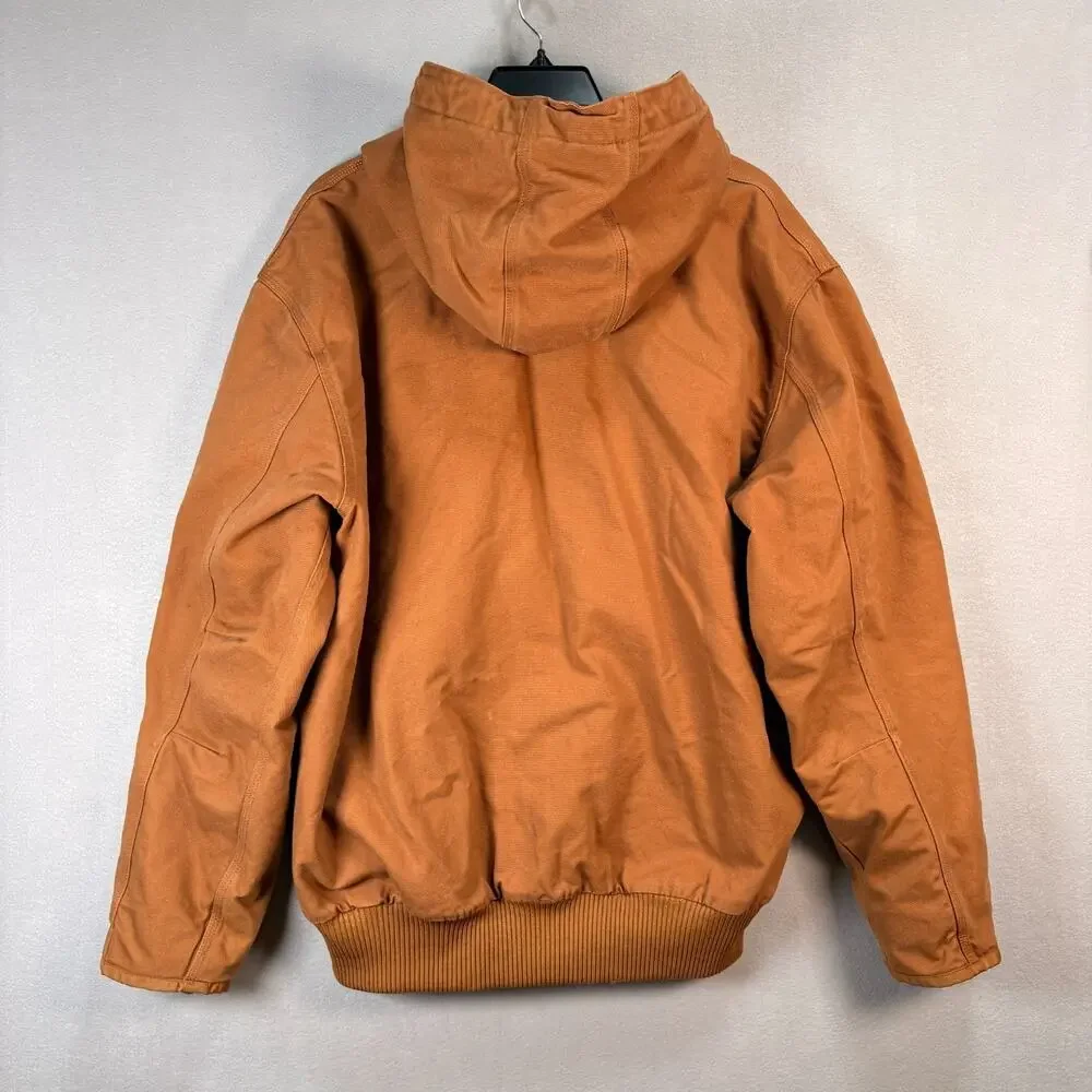Carhartt Men's 2XL Brown Duck Canvas Hooded Active Jacket Quilted Lined J130-M
